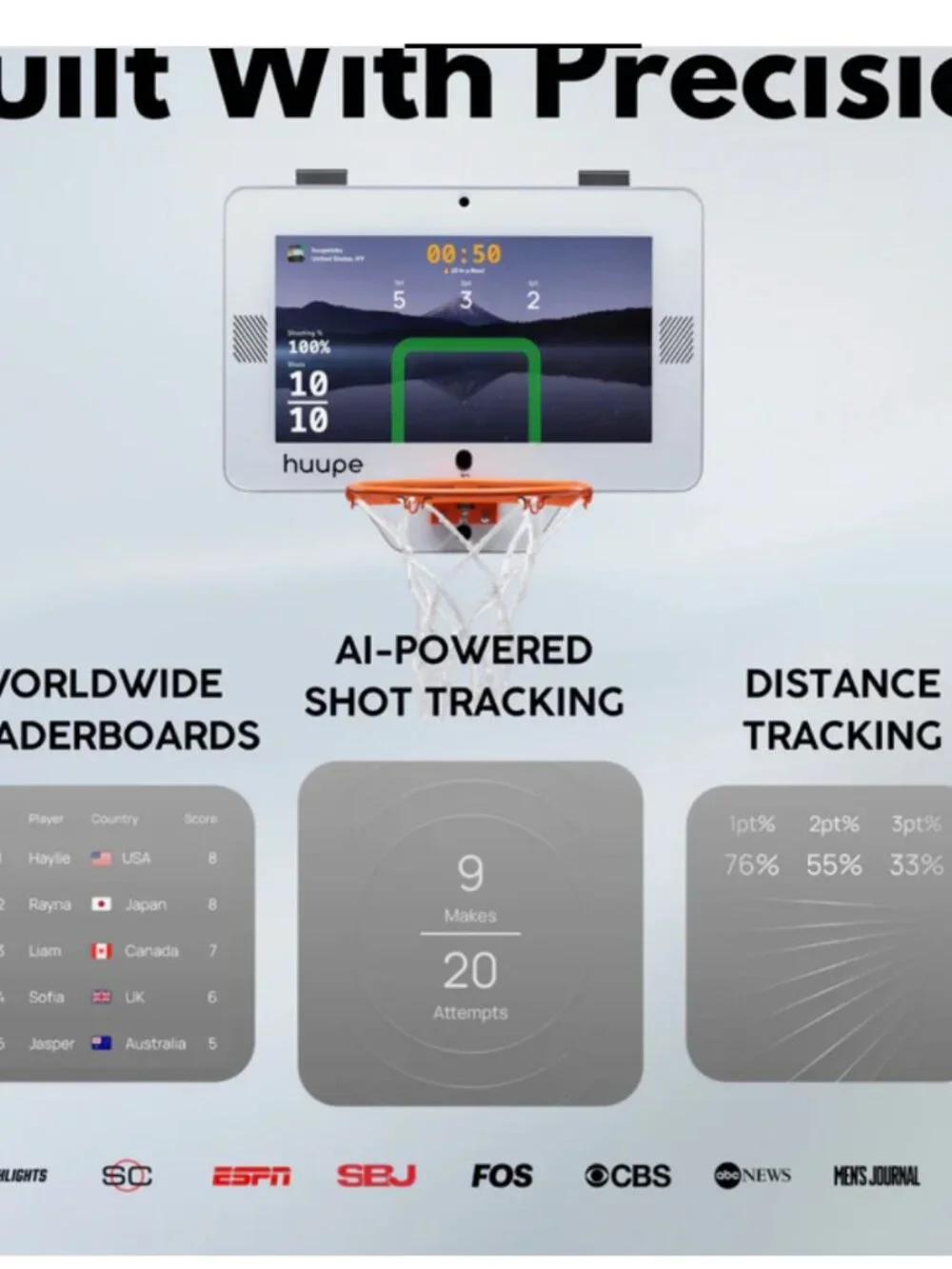 The huupe mini is the world's first smart mini basketball hoop game console